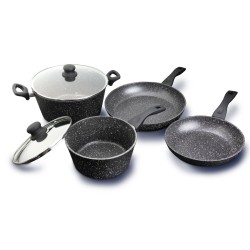 Westinghouse juego de 2 ollas 2 sartenes  de aluminio forjado  acabado marmol de 6 piezas - WCCS000906AMBB