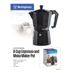 Westinghouse cafetera espresso moka pot.6 tazas color negro - WCCF000106CBK
