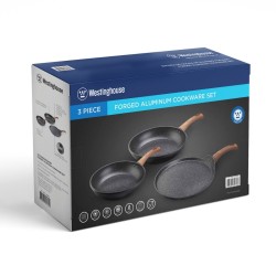 Westinghouse juego sartenes 3 piezas 20 cm- 26 cm y 28 cm de aluminio forjado antiaherentes acabado en mármol - WCCS003203AMBB