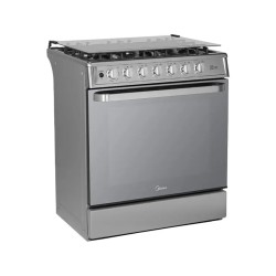 Midea Cocina a gas 30 pulgadas silver 6 quemadores capelo hierro fundido MGS30FS1BEABG