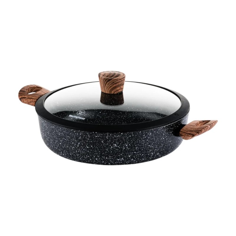 Westinghouse cacerola baja de aluminio forjado de 32 cm con tapa de vidrio antiaherente - WCCC0085L32MBB