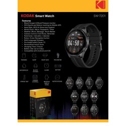 Kodak reloj inteligente SW7201 negro 1,45" full touch