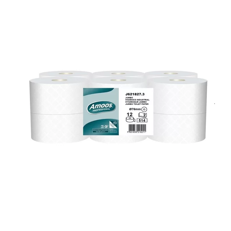 Amoos papel higienico jumbo doble hoja 180m pack 12 rollos J621827
