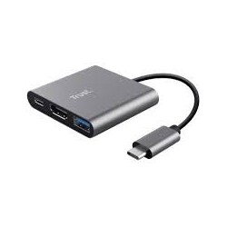 Trust adaptador 3-en-1 multipuerto USB-C-HDMI y-Tipo C - 23772