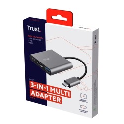 Trust adaptador 3-en-1 multipuerto USB-C-HDMI y-Tipo C - 23772