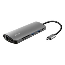 Trust adaptador 7-en-1 USB-C- HDMI- red-lector de tarjetas USB-C y USB - 23775