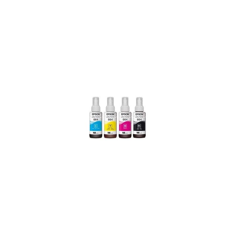 Epson botella de tinta T664 pack completo de 4 colores negro cian magenta y amarillo - T664520-4P