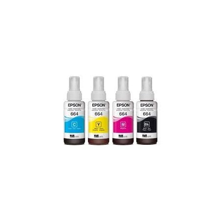Epson botella de tinta T664 pack completo de 4 colores negro cian magenta y amarillo - T664520-4P