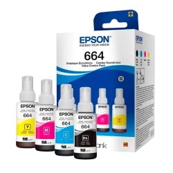 Epson botella de tinta T664 pack completo de 4 colores negro cian magenta y amarillo - T664520-4P