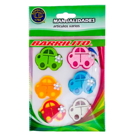 Barrilito calcomania de fieltro fs091 carros 6 piezas