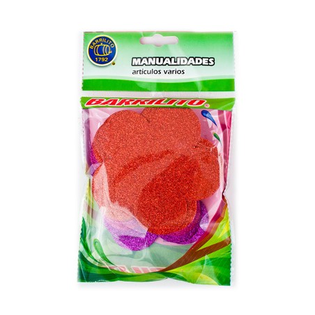 Barrilito calcomania de foamy flor fs003 con pegamento 9.6 cm 10 piezas 3 colores