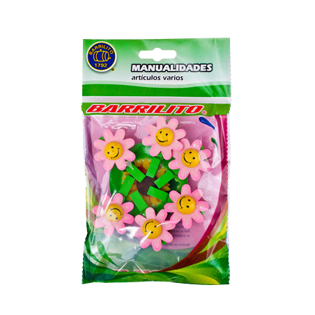 Barrilito clip de madera flores rosas wclp10p 6 piezas